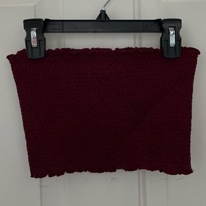 PINK: ruffled tube top, burgundy, size S